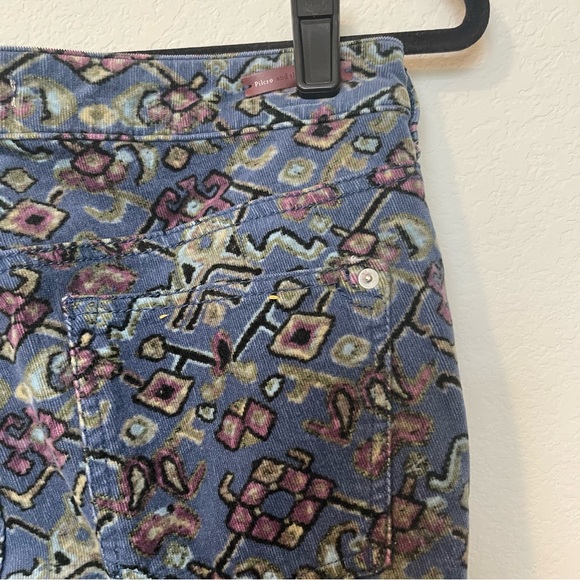 Pilcro and the Letterpress HIgh Rise Slinny Blue Corduroy Printed Pants - Picture 5 of 8